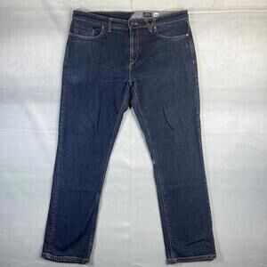 Volcom Solver Jeans Mens 36* Blue Dark Wash Modern Straight Fit Stretch Denim